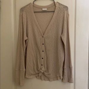 Beige Button Up Thermal Henley